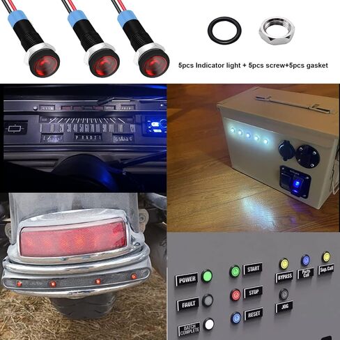 smseace 5Pack 1/4''(6mm) AC/DC12-24V LED Indicator Light Waterproof IP67 Aluminum Black Anodized 24 Volt led Lights Metal Pilot Lamp Lights Red Panel LED Indicator Signal Light in Saudi Arabia