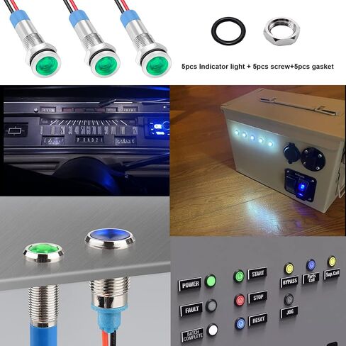 smseace 5Pack 1/4''(6mm) AC/DC12-24V LED Indicator Light Waterproof IP67 Aluminum Black Anodized 24 Volt led Lights Metal Pilot Lamp Lights Red Panel LED Indicator Signal Light in Saudi Arabia