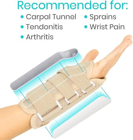 دعامة معصم Vive Carpal Tunnel (يسار أو يمين) - جبيرة دعم اليد المضغوطة للذراع - للرجال والنساء والأطفال والبولينج والتهاب الأوتار والتهاب المفاصل والألم الرياضي والرياضة والجولف - مقاس عالمي قابل للتعديل in Kuwait