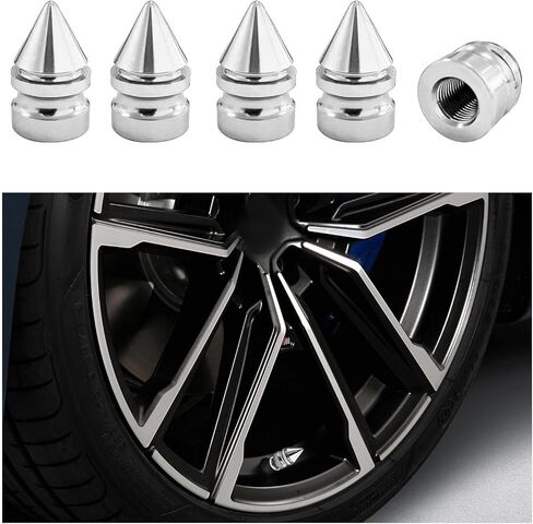 5 PCS Car Tire Valve Caps, Spike Aluminum Tire Wheel Valve Stem Covers, Corrosion Resistant Auto Rim Dust Caps, Universal Stem Cover for Car, SUV, Truck, Bike, Motorcycle (Black) in Kuwait