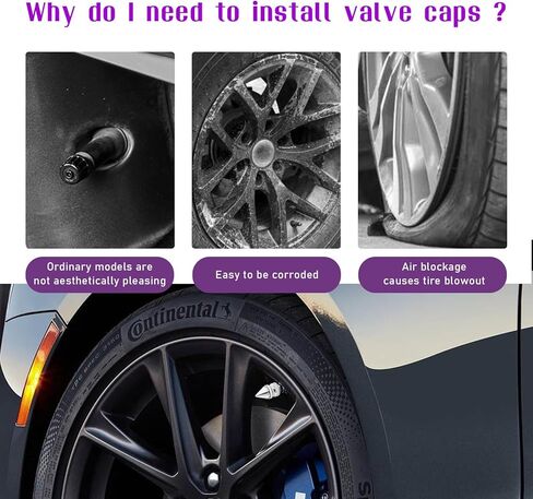 5 PCS Car Tire Valve Caps, Spike Aluminum Tire Wheel Valve Stem Covers, Corrosion Resistant Auto Rim Dust Caps, Universal Stem Cover for Car, SUV, Truck, Bike, Motorcycle (Black) in Kuwait