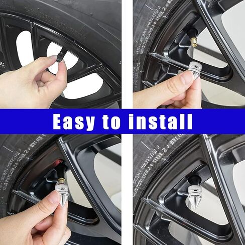 5 PCS Car Tire Valve Caps, Spike Aluminum Tire Wheel Valve Stem Covers, Corrosion Resistant Auto Rim Dust Caps, Universal Stem Cover for Car, SUV, Truck, Bike, Motorcycle (Black) in Kuwait