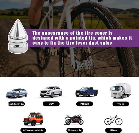 5 PCS Car Tire Valve Caps, Spike Aluminum Tire Wheel Valve Stem Covers, Corrosion Resistant Auto Rim Dust Caps, Universal Stem Cover for Car, SUV, Truck, Bike, Motorcycle (Black) in Kuwait