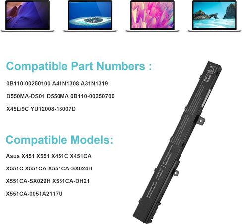 Fancy Buying Laptop Battery for Asus X551 X551C X551CA X551M X551MA Series A41 D550 0B110-00250100 A31N1319 A41N1308 in Saudi Arabia