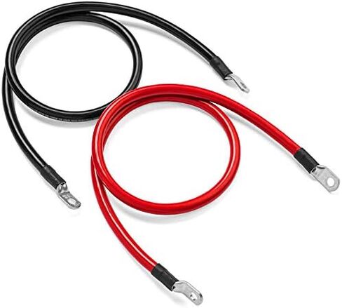 2 AWG Gauge Red + Black Pure Copper Battery Inverter Cables Solar, RV, Car, Boat 5 ft/ 3/8 + 5/16 in Lugs in Saudi Arabia