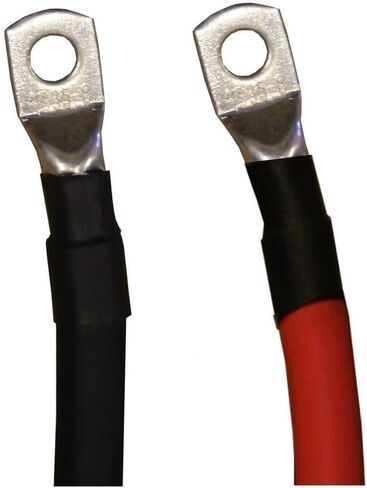2 AWG Gauge Red + Black Pure Copper Battery Inverter Cables Solar, RV, Car, Boat 5 ft/ 3/8 + 5/16 in Lugs in Saudi Arabia
