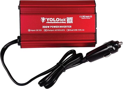 YOLOtek مملوك للمحاربين القدامى 300 واط عاكس طاقة السيارة - محول سيارة DC 12 فولت إلى 110 فولت مزدوج USB وسلك سيارة بطول 3 أقدام! شحن أجهزة الكمبيوتر المحمولة والأجهزة اللوحية - أساسيات السيارة للسفر والتخييم والرحلات البرية - ملحقات السيارات in Kuwait