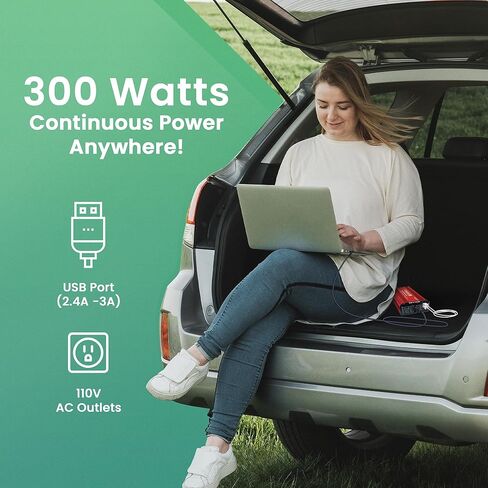 YOLOtek مملوك للمحاربين القدامى 300 واط عاكس طاقة السيارة - محول سيارة DC 12 فولت إلى 110 فولت مزدوج USB وسلك سيارة بطول 3 أقدام! شحن أجهزة الكمبيوتر المحمولة والأجهزة اللوحية - أساسيات السيارة للسفر والتخييم والرحلات البرية - ملحقات السيارات in Kuwait