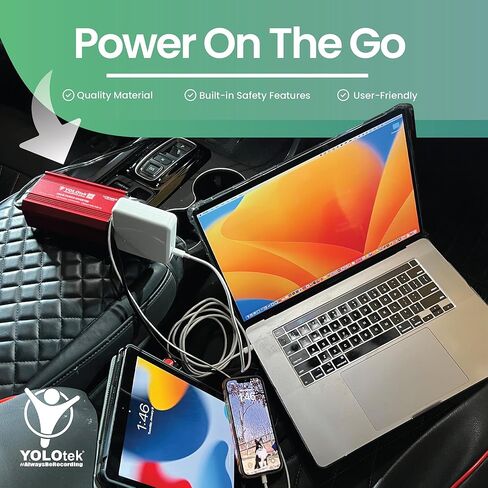 YOLOtek مملوك للمحاربين القدامى 300 واط عاكس طاقة السيارة - محول سيارة DC 12 فولت إلى 110 فولت مزدوج USB وسلك سيارة بطول 3 أقدام! شحن أجهزة الكمبيوتر المحمولة والأجهزة اللوحية - أساسيات السيارة للسفر والتخييم والرحلات البرية - ملحقات السيارات in Kuwait