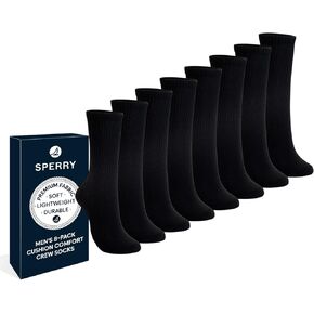 Sperry Men's Men's 8-Pack Cushion Comfort Crew Socks-الجوارب الرياضية الرطوبة-الجوارب البيضاء للاستخدام اليومي أو الرياضي