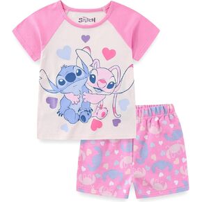 Disney Lilo & Stitch Girls Short Sleeve T-Shirt and French Terry Shorts Set for Big Kids