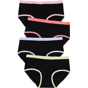 Morvia 4pcs Women Cotton Briefs Color Block Underwear Mid-Waisted Comfy Breathable Hipsters Panties Underwear