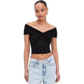 Good American Women's Stretch Jersey Twist Off Top