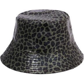 Eigso Leopard Bucket Hat for Women Men Unisex Hiking Leather Fisherman Hat for Woman Man
