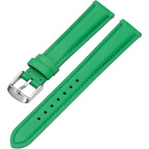 Quick Release Leather Watch Band,Replacement Watch Strap,Silver Polished Pin Buckle,for Men Women