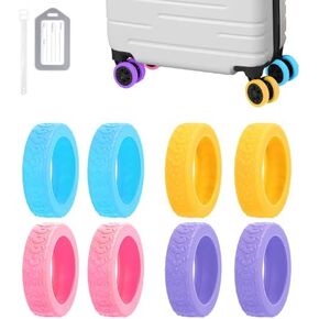 Luggage Wheel Covers, 8 PCS Silicone Wheel Protector Covers for 2-2.6 inches 8-Spinner Wheels, Wear-Resistant, Anti-Noise Wheel Covers for Luggage, Suitcases or Office Chair Caster Wheels (Black)