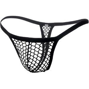 ohyeah Mens Sexy Fishnet Thongs Underwear G-String Low Rise Jockstrap Breathable Briefs Mesh Bulge Pouch Panty for Men