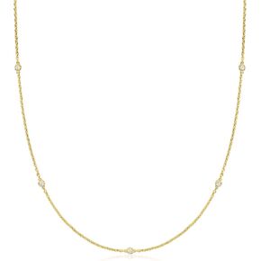 Ross-Simons 0.20 ct. t.w. Lab-Grown Diamond Station Necklace in 18kt Gold Over Sterling
