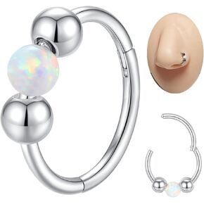 18G/20G Opal Hoop Nose Ring for Women 316L Surgical Steel Cartilage Earring Septum Clicker Ring Conch Daith Tragus Helix Rook Piercing Jewelry Lip Ring