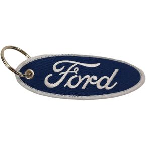 Detroit Shirt Company Ford Blue Oval Logo embroidered Keychain 4" x 1.5" | logos front and back