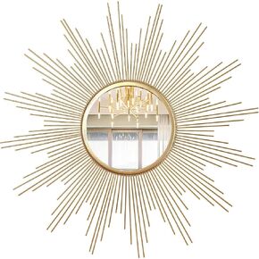 Cityelf 24 '' Gold Gold Sunburst Wall Mirror Boho ديكور المنزل جولة جدار فني مرآة لغرفة المعيشة/غرفة نوم/حمام/مدخل