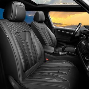 Fit Rogue Car Seat Covers Premium Leather for Nissan Rogue 2014-2024 2025. Waterproof， Breathable, Scratch-Resistant & All-Weather Seat Cushion Protector （Full Set,Black