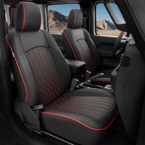 لأغطية مقعد Jeep Wrangler 4 Door JK 2013 2014 2015 2015 2017 أغطية مقاعد مخصصة مقاومة للماء - Blackred