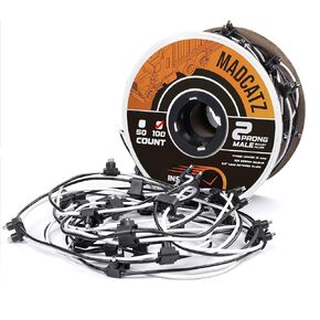 MADCATZ 100 Counts 18AWG Double Male Bullet Plug 2-Prong Continuous Wire Harness Roll - 6 Inch Lead Between Plugs, Side Marker Lights, Truck, Trailer, RVs