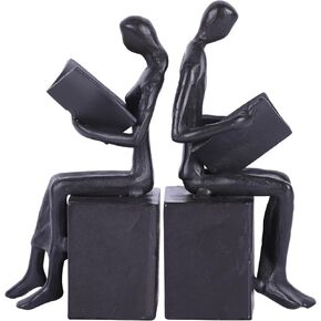 Bookends Decorative Bookends ، القراءة للزوجين التماثيل للرفوف ، محفوظات الحديد الزهر للكتب الثقيلة ، الكتب المعدنية الحديثة ، سدادات كتب تمثال فريدة من نوعها ، بوهو القارئ هدايا النحت