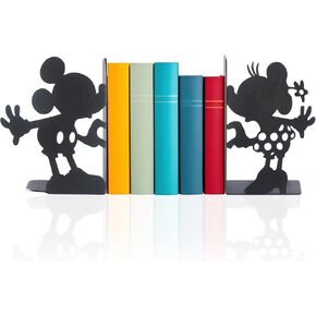 Mickey and Minnie Bookends, Cartoon Characters Book end, Mouse Figures Bookend, Decorative Comics Metal Bookends, Cartoon Themed Book Supports for Kids, Mr and Mrs Mouse Book Ends, Gift for Kids
