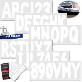 4 Sets 3" Boat Letters Numbers Stickers Decals White Smooth Waterproof Scratch Resistant for Boats Yachts & PWC