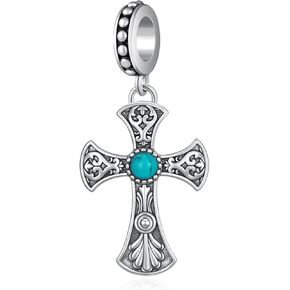 Turquoise Cross/Dragonfly Charms 925 Sterling Silver Charms for Bracelets Turquoise Jewelry Gifts for Women Mom