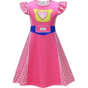 Superhero Dress Ruffle Sleeve Kitties Halloween Birthday Party Cosplay Outfits