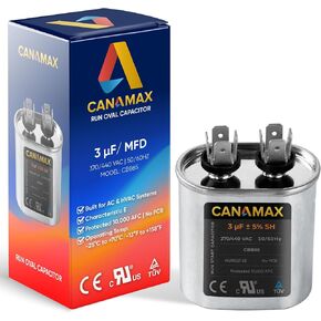 Canamax 50+10 uf/MFD ±5% 370-440 VAC Round Start Capacitor - Replacement for AC Motor Run or Fan Start and Cool or Heat Pump Air Conditioner - Replaces 100335-21 14239 C35010 C35010R PRCD5010 in Saudi Arabia