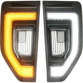 LED LED Side Marker Lights for Ford Maverick 2022 2023 2024 2025 ، Vender Badge Vent Vleasout Emblem W/Sequential Trans Complical and Dayrate Light Lamp Drl Accessories (Lens Smoked)