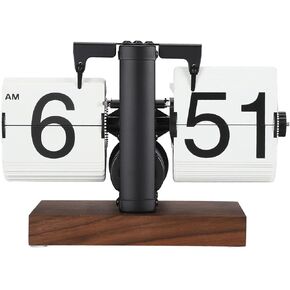 Retro Flip Clock, Digital Mechanical Retro Flip Down Clock Battery Powered Automatic Page Turning Clock Vintage Desk Clock, Digital Flip Desk Clock for Home Office Decor (Black