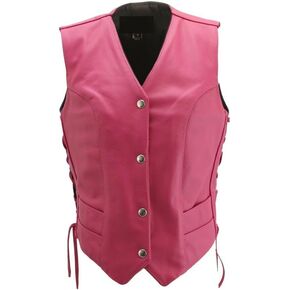 Ladies Pink Faux Leather Motorcycle Vest