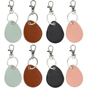 8 Pcs Key Fob Holder,Leather Key Fob, Leather Keychain, Suitable for ID Card Key ID Key Card(Light Green + Pink + Zongzi + Black)