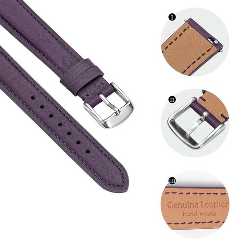 Quick Release Leather Watch Band,Replacement Watch Strap,Silver Polished Pin Buckle,for Men Women in Saudi Arabia