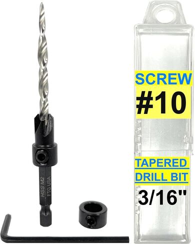 FTG USA Countersink Drill Bit Set 3 Pc #6 (9/64") Countersink Drill Bit with Tapered Drill Bits, Quick Change Countersink Bit, 1 Hex Wrench, 1 Depth Stop, Counter Sinker Drill Bit Set for Woodworking in Kuwait