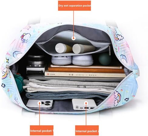 Travel Tote Bags with Trolley Sleeve Expandable Extra Waterproof Rainbow Oxford Duffel Bag with Wheels in Saudi Arabia