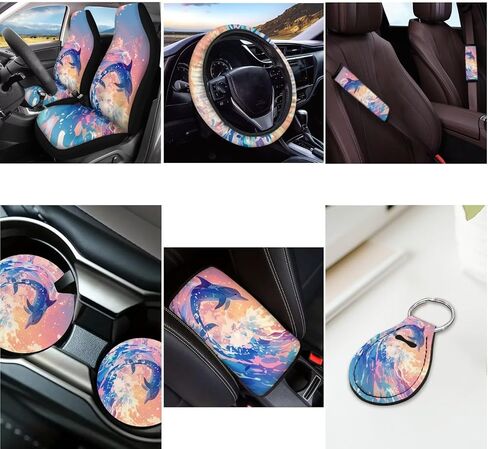 Skeleton Printed Car Seat Covers Set - 12 Piece, Easy Install - Steering Wheel, Armrest Pads for Women & Men in Kuwait