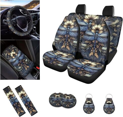 Skeleton Printed Car Seat Covers Set - 12 Piece, Easy Install - Steering Wheel, Armrest Pads for Women & Men in Kuwait