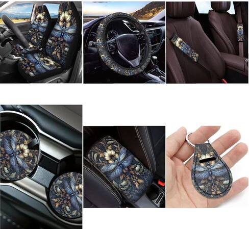 Skeleton Printed Car Seat Covers Set - 12 Piece, Easy Install - Steering Wheel, Armrest Pads for Women & Men in Kuwait
