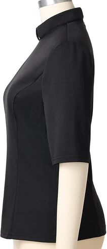 Womens Church Clergy Shirt with Tab Collar Spring/Summer Half Sleeve Slim Blouse Top in Saudi Arabia