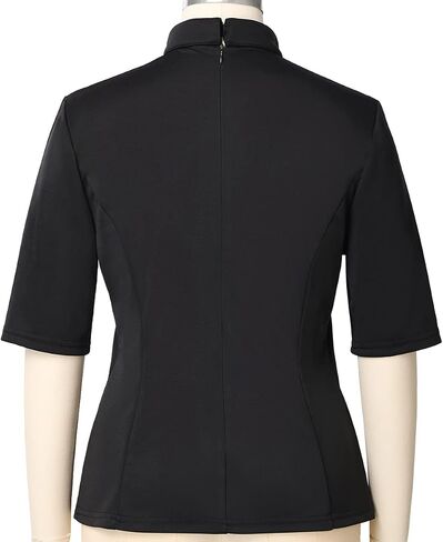 Womens Church Clergy Shirt with Tab Collar Spring/Summer Half Sleeve Slim Blouse Top in Saudi Arabia