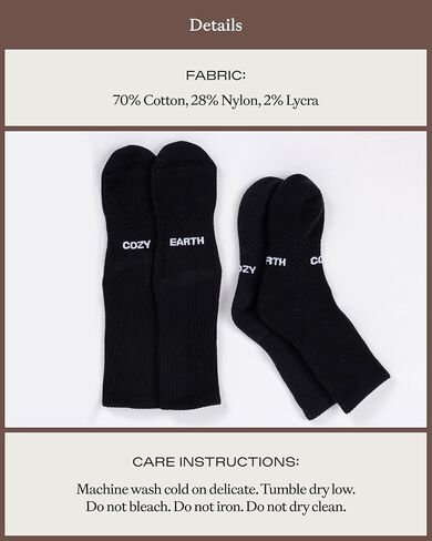 Cozy Earth Essential Calf Socks for Women and Men – Soft Mercerized Cotton Crew Socks 2-Pack Set – Heel & Arch Support in Kuwait