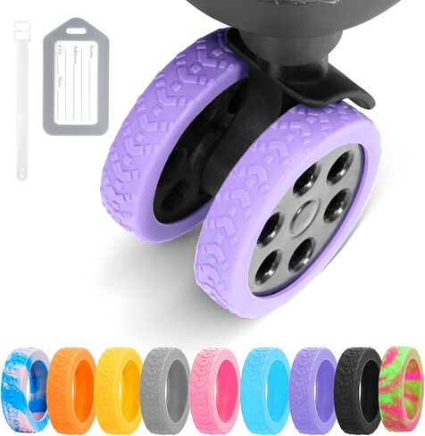 Luggage Wheel Covers, 8 PCS Silicone Wheel Protector Covers for 2-2.6 inches 8-Spinner Wheels, Wear-Resistant, Anti-Noise Wheel Covers for Luggage, Suitcases or Office Chair Caster Wheels (Black) in Saudi Arabia