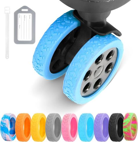 Luggage Wheel Covers, 8 PCS Silicone Wheel Protector Covers for 2-2.6 inches 8-Spinner Wheels, Wear-Resistant, Anti-Noise Wheel Covers for Luggage, Suitcases or Office Chair Caster Wheels (Black) in Saudi Arabia