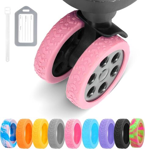 Luggage Wheel Covers, 8 PCS Silicone Wheel Protector Covers for 2-2.6 inches 8-Spinner Wheels, Wear-Resistant, Anti-Noise Wheel Covers for Luggage, Suitcases or Office Chair Caster Wheels (Black) in Saudi Arabia